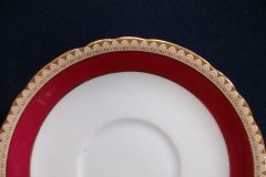 AYNSLEY #3777 RED BAND, BROWN DECOR RIM,  GILT -  SAUCER for SOUP BOWL  .....   http://jaapiesfinechinastore.com