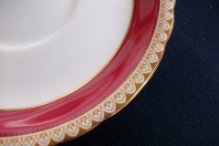 AYNSLEY #3777 RED BAND, BROWN DECOR RIM,  GILT -  SAUCER for SOUP BOWL  .....   http://jaapiesfinechinastore.com