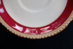 AYNSLEY #3777 RED BAND, BROWN DECOR RIM,  GILT -  SOUP BOWL & SAUCER .....   http://jaapiesfinechinastore.com