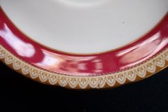 AYNSLEY #3777 RED BAND, BROWN DECOR RIM,  GILT -  SOUP BOWL & SAUCER .....   http://jaapiesfinechinastore.com
