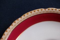 AYNSLEY #3777 RED BAND, BROWN DECOR RIM,  GILT -  SOUP BOWL & SAUCER .....   http://jaapiesfinechinastore.com