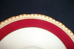 AYNSLEY #3777 RED BAND, BROWN DECOR RIM,  GILT -  SOUP BOWL & SAUCER .....   http://jaapiesfinechinastore.com