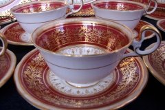 AYNSLEY 7098 MAROON- CUP & SAUCER   .....   http://jaapiesfinechinastore.com