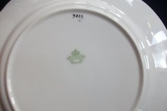 AYNSLEY #7228- RASPBERRY RED BODY, PLAID BAND, SCALLOPED, GILT -  PLAID- SALAD PLATE   .....   http://jaapiesfinechinastore.com