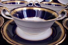 AYNSLEY 7282 LAUREL COBALT- SOUP BOWL & SAUCER  .....  http://jaapiesfinechinastore.com