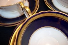 AYNSLEY 7282 LAUREL COBALT- SOUP BOWL & SAUCER  .....  http://jaapiesfinechinastore.com