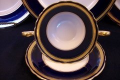 AYNSLEY 7282 LAUREL COBALT- SOUP BOWL & SAUCER  .....  http://jaapiesfinechinastore.com