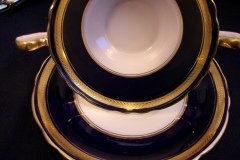 AYNSLEY 7282 LAUREL COBALT- SOUP BOWL & SAUCER  .....  http://jaapiesfinechinastore.com