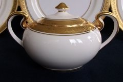 AYNSLEY #7761 CREAM/ ENCRUSTED GOLD BAND-  COVERED SUGAR BOWL  .....   http://jaapiesfinechinastore.com