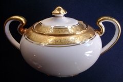 AYNSLEY #7761 CREAM/ ENCRUSTED GOLD BAND-  COVERED SUGAR BOWL  .....   http://jaapiesfinechinastore.com