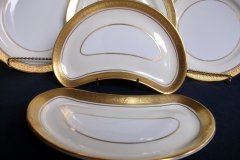 AYNSLEY #7761 CREAM/ ENCRUSTED GOLD BAND-  CRESCENT SALAD PLATE   .....   http://jaapiesfinechinastore.com