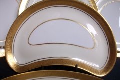 AYNSLEY #7761 CREAM/ ENCRUSTED GOLD BAND-  CRESCENT SALAD PLATE   .....   http://jaapiesfinechinastore.com