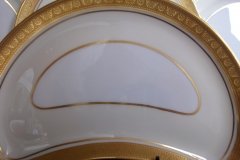 AYNSLEY #7761 CREAM/ ENCRUSTED GOLD BAND-  CRESCENT SALAD PLATE   .....   http://jaapiesfinechinastore.com