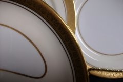 AYNSLEY #7761 CREAM/ ENCRUSTED GOLD BAND-  CRESCENT SALAD PLATE   .....   http://jaapiesfinechinastore.com