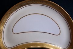 AYNSLEY #7761 CREAM/ ENCRUSTED GOLD BAND-  CRESCENT SALAD PLATE   .....   http://jaapiesfinechinastore.com