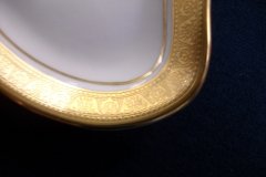 AYNSLEY #7761 CREAM/ ENCRUSTED GOLD BAND-  CRESCENT SALAD PLATE   .....   http://jaapiesfinechinastore.com
