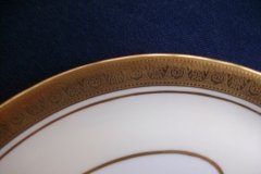 AYNSLEY #7761 CREAM/ ENCRUSTED GOLD BAND-  CRESCENT SALAD PLATE   .....   http://jaapiesfinechinastore.com