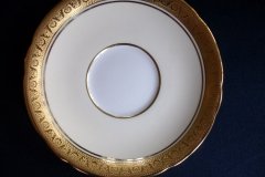 AYNSLEY #7761 CREAM/ ENCRUSTED GOLD BAND- CUP & SAUCER   .....   http://jaapiesfinechinastore.com