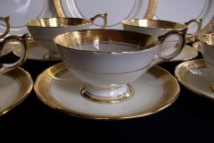 AYNSLEY #7761 CREAM/ ENCRUSTED GOLD BAND- CUP & SAUCER   .....   http://jaapiesfinechinastore.com