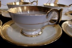 AYNSLEY #7761 CREAM/ ENCRUSTED GOLD BAND- CUP & SAUCER   .....   http://jaapiesfinechinastore.com