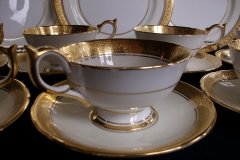 AYNSLEY #7761 CREAM/ ENCRUSTED GOLD BAND- CUP & SAUCER   .....   http://jaapiesfinechinastore.com