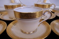 AYNSLEY #7761 CREAM/ ENCRUSTED GOLD BAND- DEMI CUP & SAUCER   .....   http://jaapiesfinechinastore.com