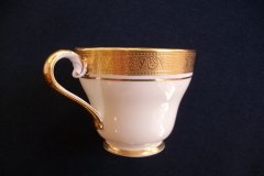 AYNSLEY #7761 CREAM/ ENCRUSTED GOLD BAND- DEMI CUP & SAUCER   .....   http://jaapiesfinechinastore.com