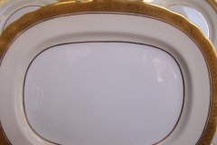 AYNSLEY #7761 CREAM/ ENCRUSTED GOLD BAND-  SERVING PLATTER  13 1/2"   .....   http://jaapiesfinechinastore.com