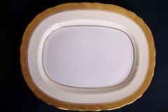 AYNSLEY #7761 CREAM/ ENCRUSTED GOLD BAND-  SERVING PLATTER  13 1/2"   .....   http://jaapiesfinechinastore.com