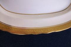 AYNSLEY #7761 CREAM/ ENCRUSTED GOLD BAND-  SERVING PLATTER  13 1/2"   .....   http://jaapiesfinechinastore.com