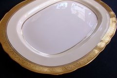 AYNSLEY #7761 CREAM/ ENCRUSTED GOLD BAND-  SERVING PLATTER  13 1/2"   .....   http://jaapiesfinechinastore.com