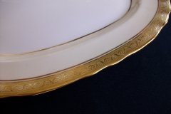 AYNSLEY #7761 CREAM/ ENCRUSTED GOLD BAND-  SERVING PLATTER  13 1/2"   .....   http://jaapiesfinechinastore.com