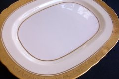 AYNSLEY #7761 CREAM/ ENCRUSTED GOLD BAND-  SERVING PLATTER  11 1/2"   .....   http://jaapiesfinechinastore.com