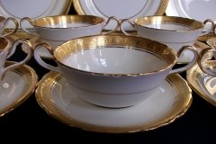 AYNSLEY #7761 CREAM/ ENCRUSTED GOLD BAND- SOUP BOWL & SAUCER  .....   http://jaapiesfinechinastore.com