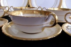 AYNSLEY #7761 CREAM/ ENCRUSTED GOLD BAND- SOUP BOWL & SAUCER  .....   http://jaapiesfinechinastore.com