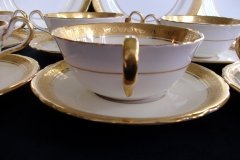 AYNSLEY #7761 CREAM/ ENCRUSTED GOLD BAND- SOUP BOWL & SAUCER  .....   http://jaapiesfinechinastore.com