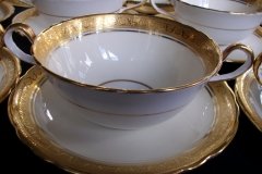 AYNSLEY #7761 CREAM/ ENCRUSTED GOLD BAND- SOUP BOWL & SAUCER  .....   http://jaapiesfinechinastore.com