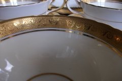 AYNSLEY #7761 CREAM/ ENCRUSTED GOLD BAND- SOUP BOWL & SAUCER  .....   http://jaapiesfinechinastore.com