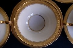 AYNSLEY #7761 CREAM/ ENCRUSTED GOLD BAND- SOUP BOWL & SAUCER  .....   http://jaapiesfinechinastore.com