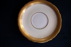 AYNSLEY #7761 CREAM/ ENCRUSTED GOLD BAND- SOUP BOWL & SAUCER  .....   http://jaapiesfinechinastore.com