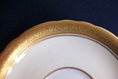 AYNSLEY #7761 CREAM/ ENCRUSTED GOLD BAND- SOUP BOWL & SAUCER  .....   http://jaapiesfinechinastore.com