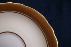 AYNSLEY #7761 CREAM/ ENCRUSTED GOLD BAND- SOUP BOWL & SAUCER  .....   http://jaapiesfinechinastore.com