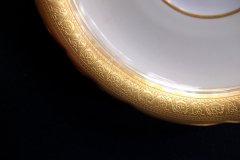 AYNSLEY #7761 CREAM/ ENCRUSTED GOLD BAND- SOUP BOWL & SAUCER  .....   http://jaapiesfinechinastore.com