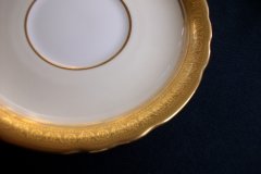 AYNSLEY #7761 CREAM/ ENCRUSTED GOLD BAND- SOUP BOWL & SAUCER  .....   http://jaapiesfinechinastore.com