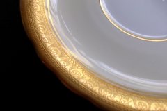 AYNSLEY #7761 CREAM/ ENCRUSTED GOLD BAND- SOUP BOWL & SAUCER  .....   http://jaapiesfinechinastore.com