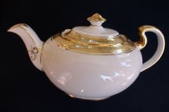 AYNSLEY #7761 CREAM/ ENCRUSTED GOLD BAND-  TEA POT  .....   http://jaapiesfinechinastore.com
