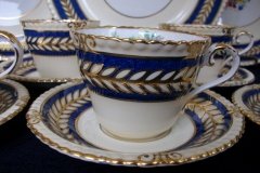 AYNSLEY 7848 MOTTLED BLUE, FLORAL CENTER- CUP & SAUCER   .....   http://jaapiesfinechinastore.com