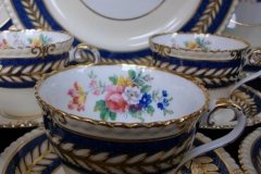 AYNSLEY 7848 MOTTLED BLUE, FLORAL CENTER- CUP & SAUCER   .....   http://jaapiesfinechinastore.com