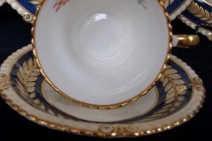 AYNSLEY 7848 MOTTLED BLUE, FLORAL CENTER- CUP & SAUCER   .....   http://jaapiesfinechinastore.com
