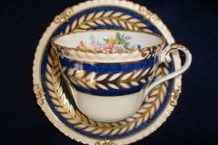 AYNSLEY 7848 MOTTLED BLUE, FLORAL CENTER- CUP & SAUCER   .....   http://jaapiesfinechinastore.com